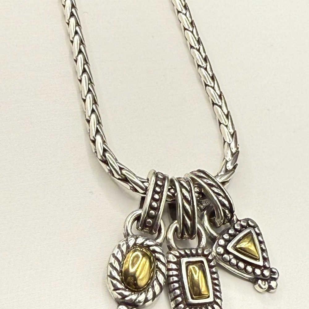 SOLD SOLD VTG Brighton Triple Charm , Two Tone Necklace , Great Condition